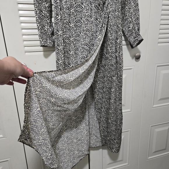 Zara Viscose Midi Dress White And Black Size S - Picture 3 of 7